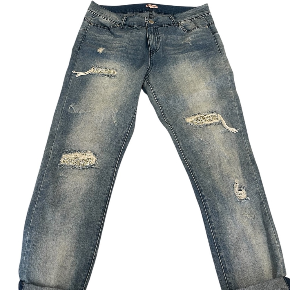 Juicy Couture Rhinestone Embellished Light Blue Denim